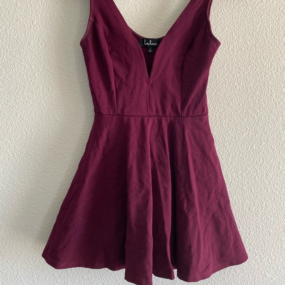 Lulus mini dress (shorts underneath) small burgandy